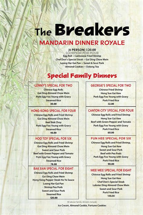 Breakers Restaurant Menu at James Jain blog