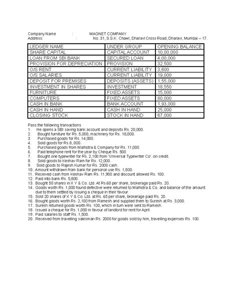 TALL ERP 9 Notes AND Practice BOOK - Company Name : MAGNET COMPANY ...