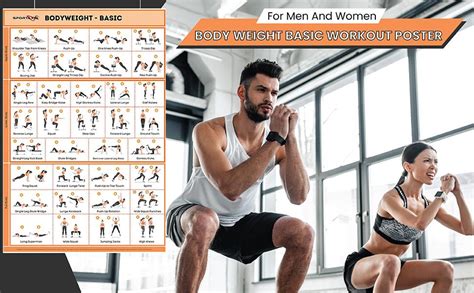 SPORTAXIS- No-Equipment Laminated Body Weight Workout Poster with ...