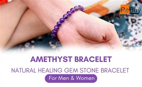 REBUY Certified Amethyst Bracelet For Women & Men Adjustable 8mm Round ...
