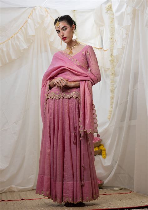 Geeta Tissue Skirt, Blouse & Dupatta Set