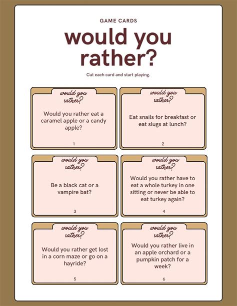Would You Rather Question Cards – 75 Printable Question Cards for ...