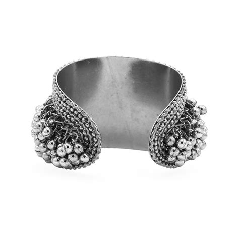 Chakrika Silver Gungroo Oxidized Bangle – Teejh