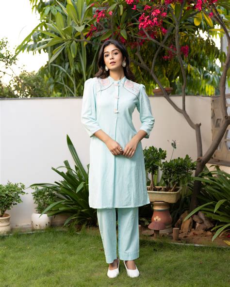 Sky Serenity Kurta Set – Ambraee
