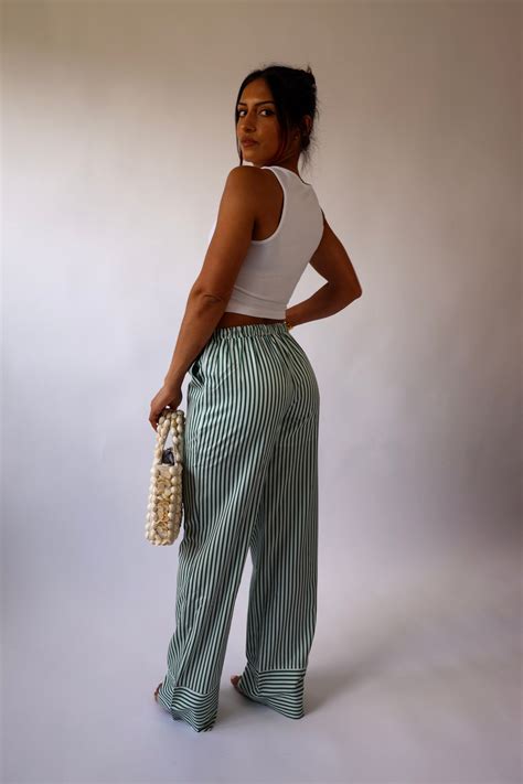 Amalfi Green Striped Pants – Fresh Jasmine