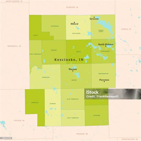 In Kosciusko County Vector Map Green Stock Illustration - Download ...