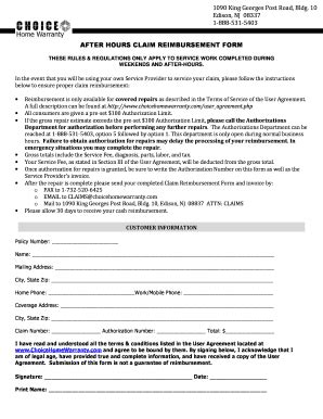 Choice Home Warranty Claim Reimbursement Form - Fill Online, Printable ...