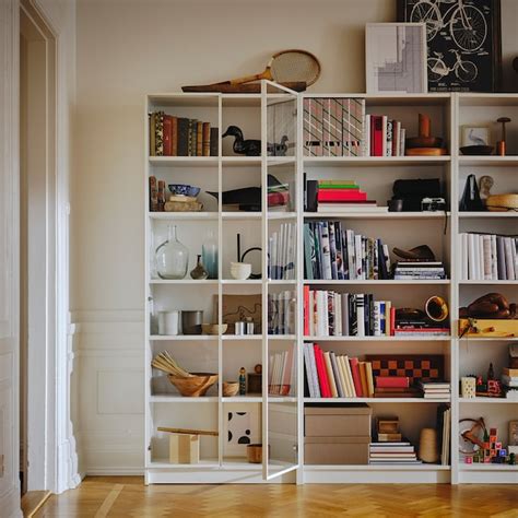 BILLY / HÖGBO bookcase with glass doors, white, 80x30x202 cm (311/2x113 ...