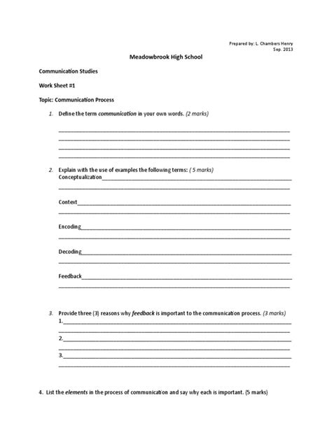 Image result for Communication Process Worksheet