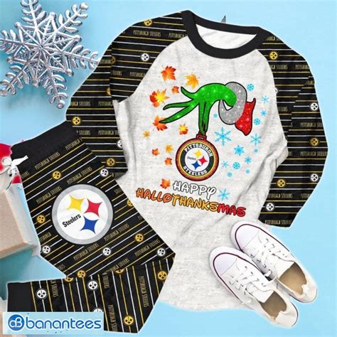Pittsburgh Steelers Happy Hallothanksmas Grinch Pajamas Set - Banantees