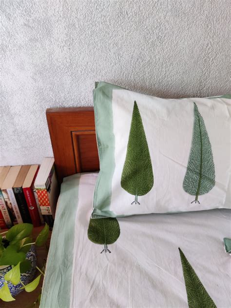 Green Cypress Pure Cotton Jaipuri Double Bedsheet – Sanskruti