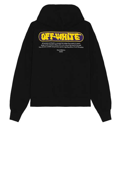 OFF-WHITE Puffy Logo Skate Hoodie in Black & Citrus | REVOLVE