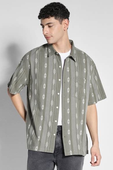 Buy American Eagle Men Green Button-Up Poolside Shirt Online