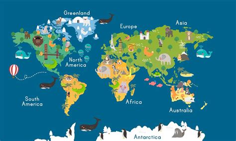 Kids Map Wallpaper - Animal Map Wall Murals for education