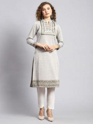 Buy Monte Carlo Off White Printed Mandarin Collar Kurta Online
