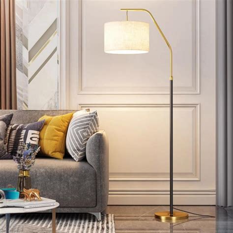 Modern Brass Drum Flexible Height Floor Lamp Foot Switch - Homebaa