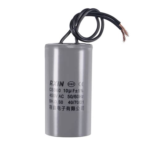 uxcell CBB60 Run Capacitor 10uF 450V AC 2 Wires 50/60Hz Cylinder ...