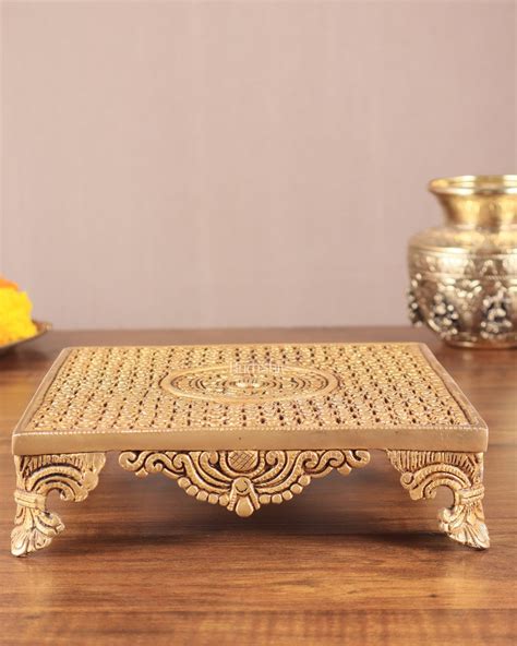 Buy Superfine Brass Pooja Chowki Aasan for Temple - 8 x 8 inch ...