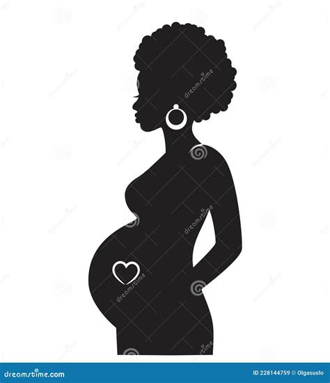 Silhouette of African Pregnant Woman Stock Vector - Illustration of isolated, cartoon: 228144759