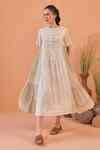 Buy White Cotton Round Neck Mossy Mist Confetti Dot Dress For Women by ...