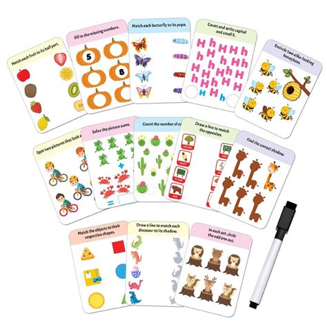 Flash Cards Activity - 30 Double Sided Wipe Clean Flash Cards for Kids ...