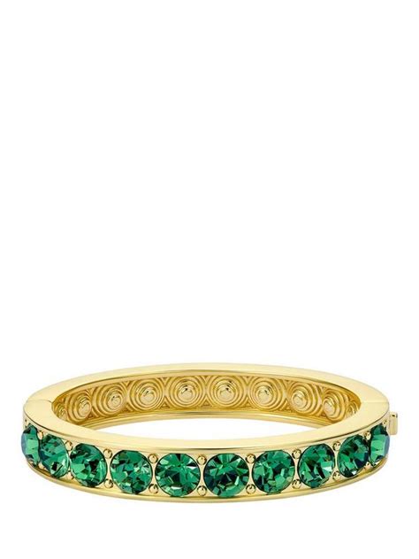 Ted Baker Rosie Crystal Rock Hinged Bangle, Gold/Green