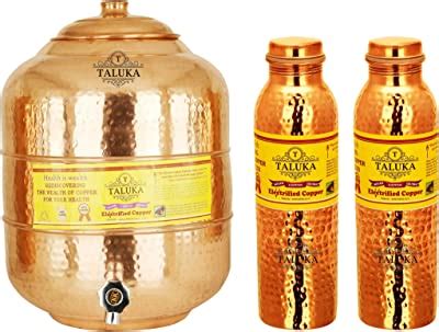 Buy Copper Water Pot Tank 10 Liter 2 Hammer Leak Proof Water Bottle 1 ...