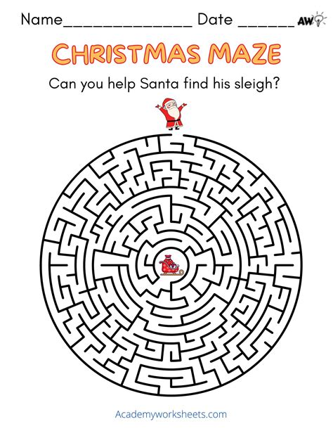 Help Santa! Christmas Maze - Academy Worksheets