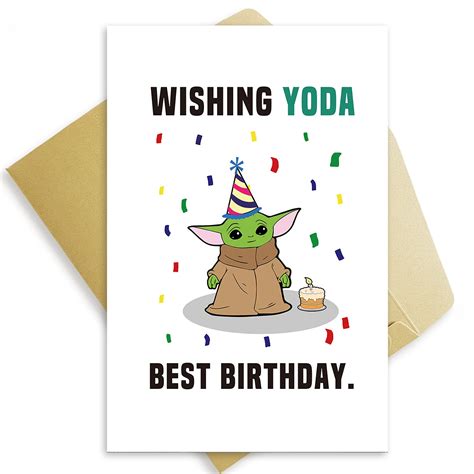 Buy Wishing Yoda Birthday Card, Funny Birthday Card for Partner, Star ...