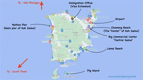 Koh Samui Island Thailand Map