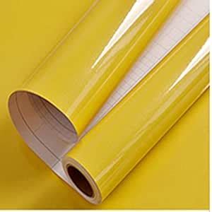 SUNBIRD Yellow Contact Paper Glossy Kitchen Wallpaper Yellow Self ...