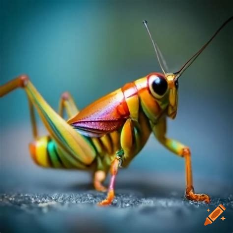 Close-up of a colorful cricket insect on Craiyon