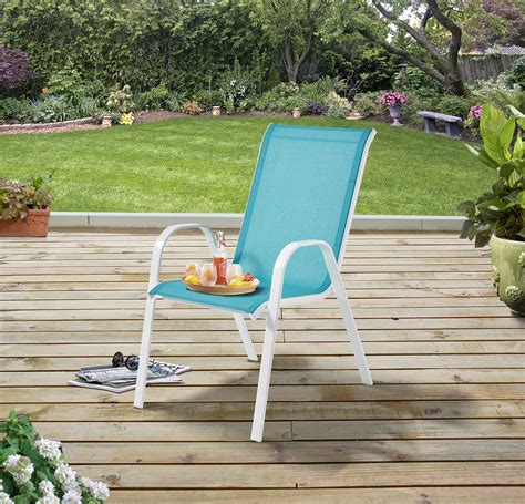Mainstays Outdoor Patio Sling Mesh Chair, Stackable, Aqua – Walmart ...