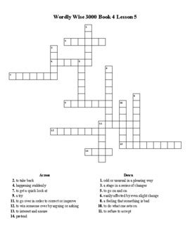 Wordly Wise 3000 Book 4 Lesson 5 Crossword Puzzle by Flair for the ...