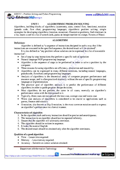 Image result for Problem Solving and Python Programming Notes