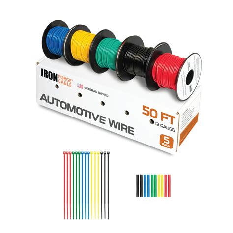 Iron Forge Cable 12 Gauge Wire - 5 Roll Assortment Pack Automotive ...