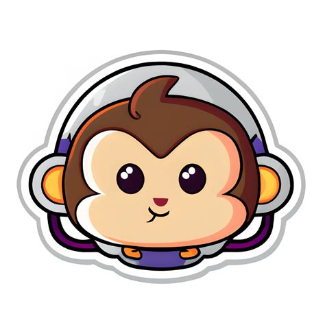 Monkey Astronaut Kawaii Chibi-sticker · Creative Fabrica