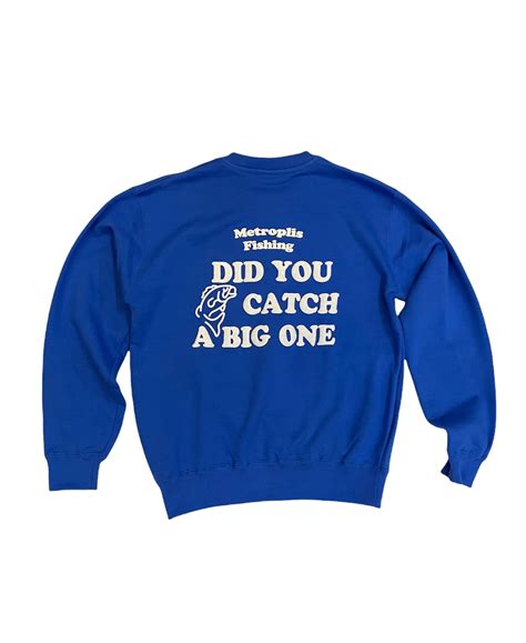 Puff print crew neck sweatshirts/Blue×White | Metropolis Fishing