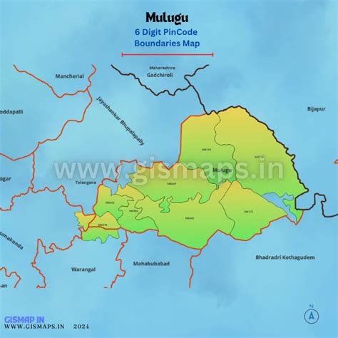 Mulugu PincodeBoundaries Map (Telangana)