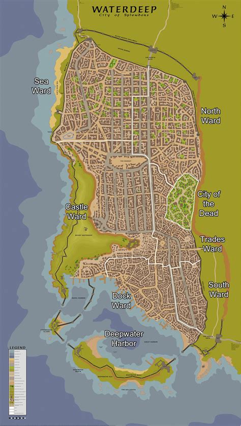 High Resolution Map of Waterdeep - Fantasy City Map
