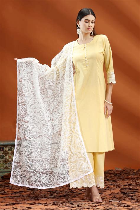 Off White Net Embroidered Dupatta Online at Rs.799 – Cotton Culture