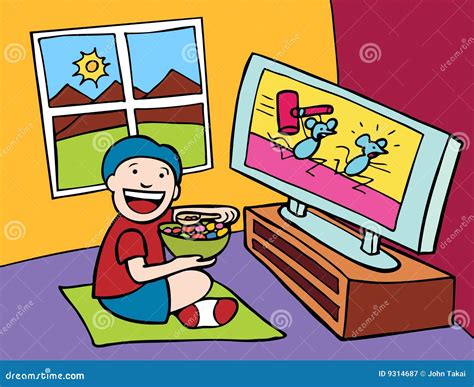 Kid watching TV stock vector. Illustration of graphic - 9314687