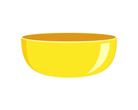 Empty yellow plastic or ceramic bowl isolated on white background ...