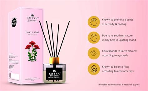 Tattvic Essence Rose & Oud Reed Diffuser Set | Free 6 Fibre Reed Sticks ...