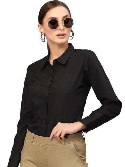 Buy Style Quotient Women Solid Black Polycotton Regular Formal Shirt at ...