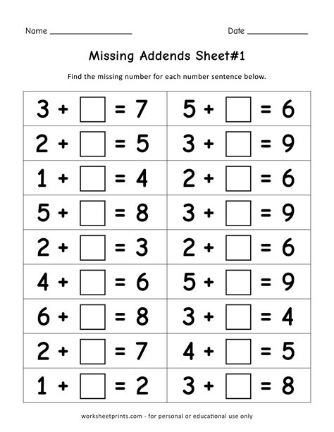Image result for Math Missing Addend Worksheet