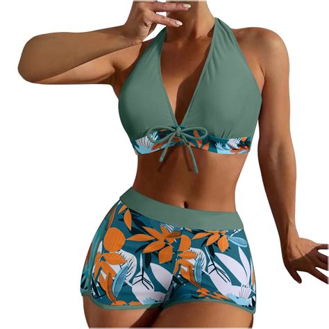 RQYYD Two Piece Bathing Suit with Shorts for Women Push Up Bikini ...