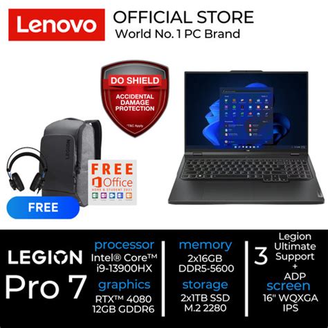 Promo LENOVO LEGION 7 PRO 16 RTX4080 CORE I9 13900HX 32GB 2TB SSD OHS ...