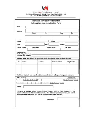 Fillable Online Preferred Service Provider (PSP) Information-cum ...