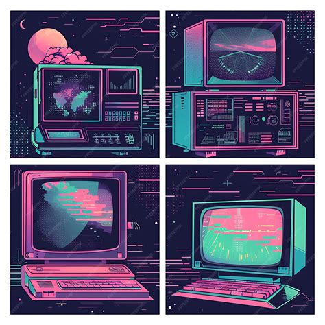Old Computer Screen Retro-Futuristic Style 的图像结果
